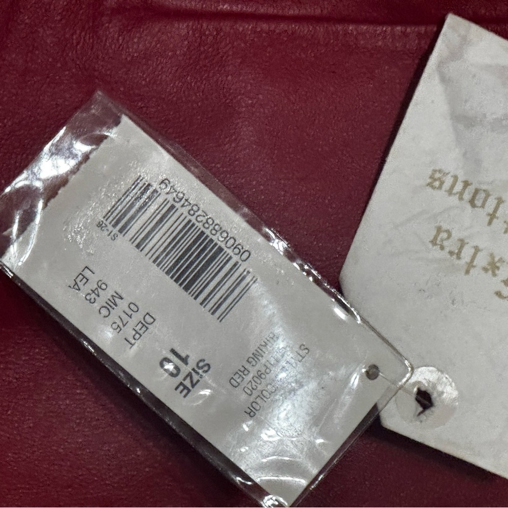 PRESTON & YORK Red Leather A Line Midi Skirt 10 Classic Preppy Boho Work Party - Picture 3 of 7